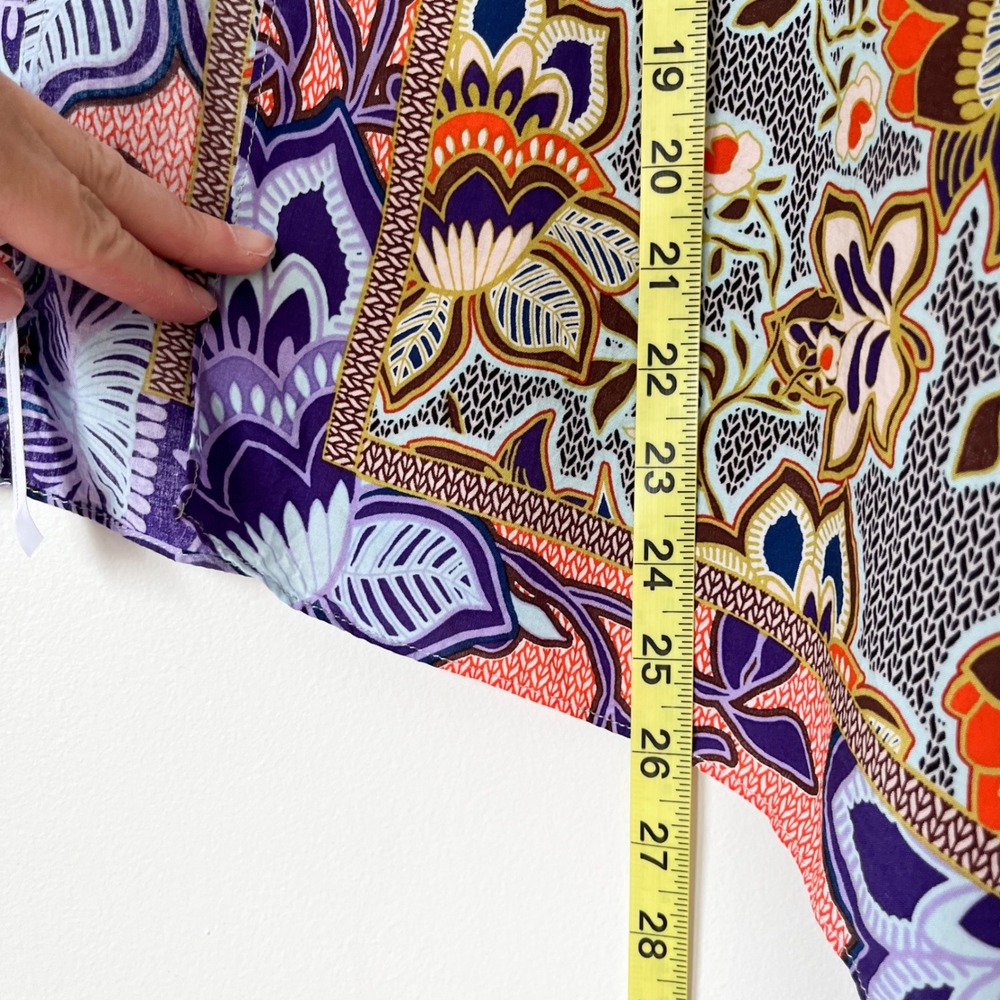 LOFT Boho Paisley Floral Open Front Kimono Top Womens XS Small Purple Orange - Picture 6 of 9